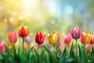 Vibrant Spring Flowers with Blurred Background