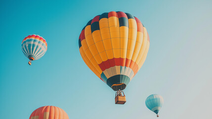 Fototapeta premium Colorful Hot Air Balloons in a Clear Blue Sky