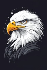 Obraz premium A vector design for a t-shirt print featuring a bald eagle. A clean-lined vector eagle in a modern and striking look