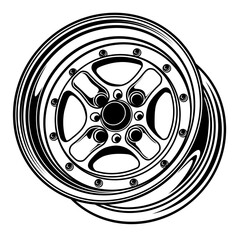 Car wheel illustration for conceptual design. Separated layers, easy to edit in your vector supported software.
