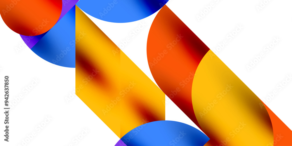 Poster tech minimal circular shapes geometric art. vector modern circles
