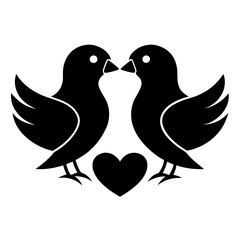 Love Birds Silhouette vector art illustration on a white background