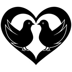 Love Birds Silhouette vector art illustration on a white background