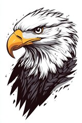 Fototapeta premium A vector design for a t-shirt print featuring a bald eagle. A clean-lined vector eagle in a modern and striking look