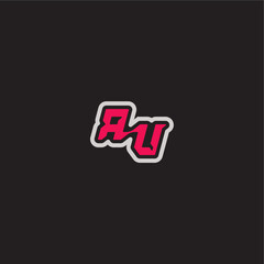 dynamic line monogram logo cool esport concept RU bold sporty gaming style letter