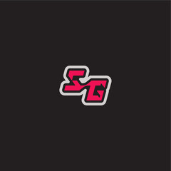 dynamic line monogram logo cool esport concept SG bold sporty gaming style letter