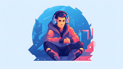 PC Player Character Games illustration flat vector
