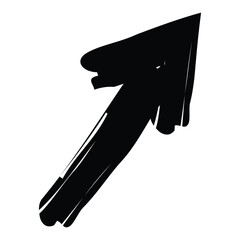 Black grungy brush stroke arrow isolated on white background