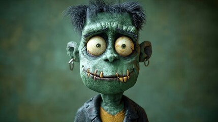 Cheerful Cartoon Frankenstein Monster for Halloween Fun