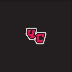 YC letter cool esport concept bold sporty gaming style dynamic line monogram logo