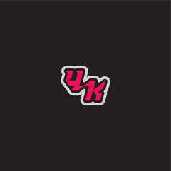 YK letter cool esport concept bold sporty gaming style dynamic line monogram logo