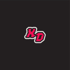 XD letter cool esport concept bold sporty gaming style dynamic line monogram logo