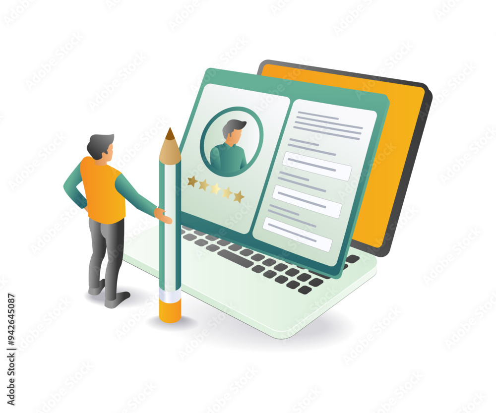 Poster entering new account registration data on a computer