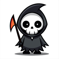 Halloween scary Grim reaper isolated on a white background, Halloween character vector set.