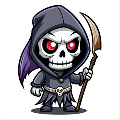 Halloween scary Grim reaper isolated on a white background, Halloween character vector set.