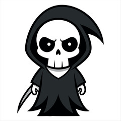 Halloween scary Grim reaper isolated on a white background, Halloween character vector set.