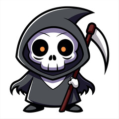 Halloween scary Grim reaper isolated on a white background, Halloween character vector set.