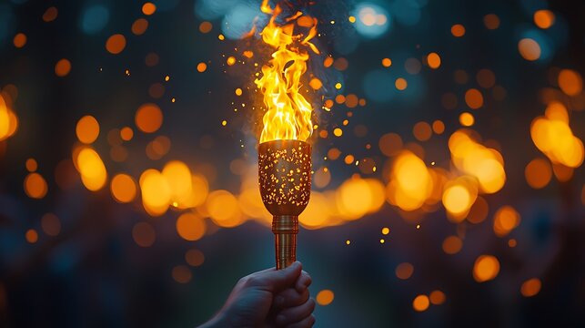 Inspirational Labour Day image of a torch being passed from one worker to another, representing legacy and continuity 