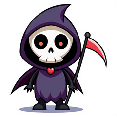 Halloween scary Grim reaper isolated on a white background, Halloween character vector set.
