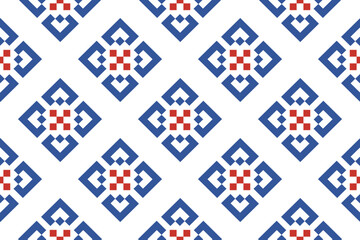 Cross Stitch embroidery seamless.Geometric pixel ethnic patterns. American, Mexican,African, mediterranean, nordic,Aztec style.Beautiful Embroidery Trendy folk art background design for decorate.