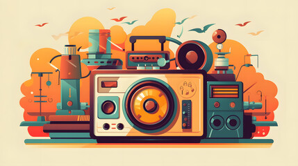 Obraz premium Radio Games illustration flat Vector