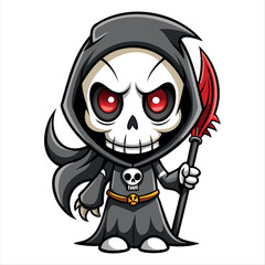 Halloween scary Grim reaper isolated on a white background, Halloween character vector set.