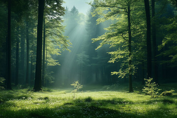 Obraz premium Bright opening in the middle of a forest