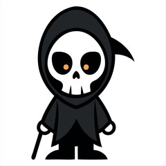 Halloween scary Grim reaper isolated on a white background, Halloween character vector set.