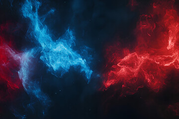 red fire and blue fire, neon, dark background