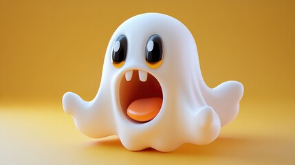 Playful 3D Cartoon Ghost Pulling Silly Face for Halloween Celebration