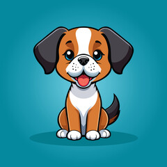 C&atilde;o fofo, vetorial, ilustra&ccedil;&atilde;o, em fundo azul cartoon