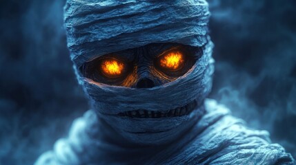 Spooky 3D Cartoon Mummy with Glowing Eyes for Halloween Fun