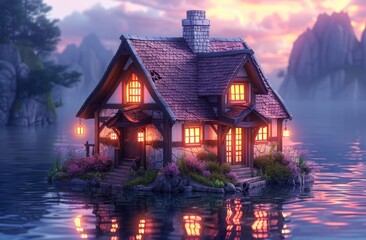 Fototapeta premium 3D isometric medieval house