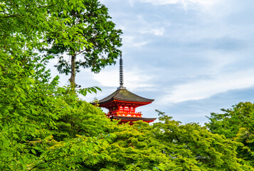 Views of Kiyomizu-dera temple in Kyoto, Japan