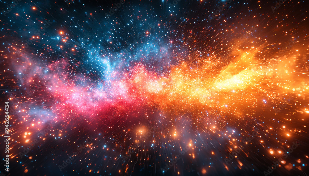 Canvas Prints glowing star field in dark space, futuristic supernova generated by ai