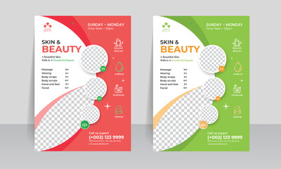 Beauty and spa flyer design template. spa center poster with treatment or relaxing premium style layout design