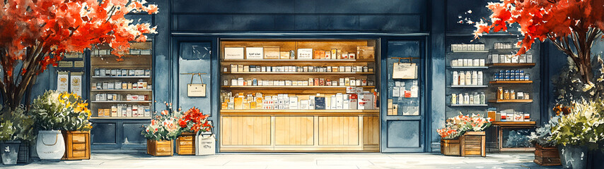 Vibrant Watercolor Illustration of an E-commerce Website with Stylish Products and Descriptive Listings