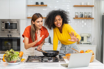 Diversity young happy love LGBT, LGBTQ caucasian and african family lesbian couple woman felling relaxing and enjoy time at home, friend, pride, rainbow.Lgbt lesbian couple