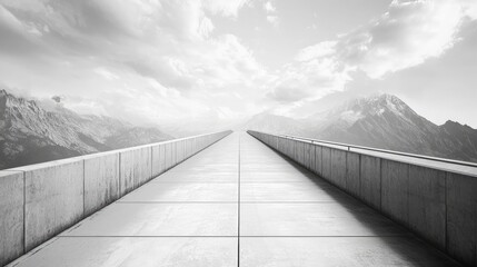 Bridge sky mountain view. Generative AI