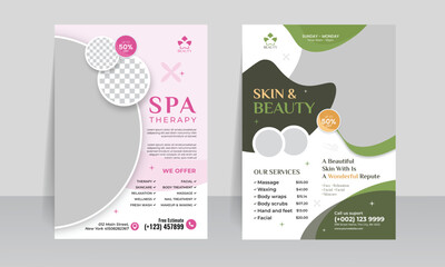 Beauty and spa flyer design template. spa center poster with treatment or relaxing premium style layout design