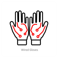 Wired Gloves and technology icon concept
