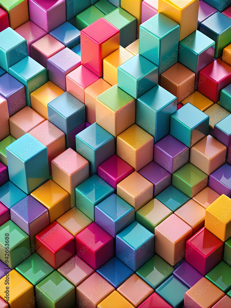 Aufkleber abstract colorful blocks: a mesmerizing abstract pattern of vibrant, colorful blocks arranged in a d