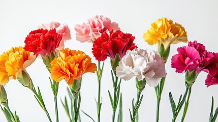 Fototapeta premium Carnations isolated white. Generative AI
