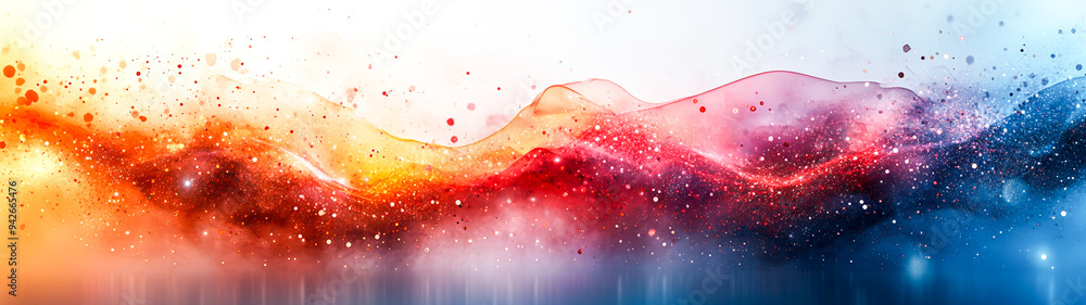 Wall mural digitally evolved - technology and it services banner with watercolor graphics for websites and digi