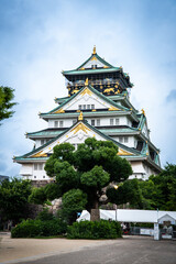 Views of Osaka Castle in evening in Japan 