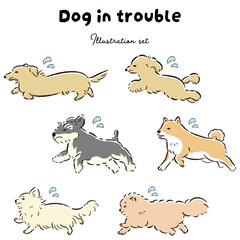 困った表情の犬のイラストセット