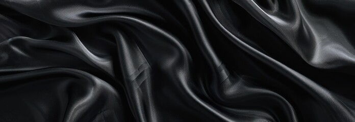 Fototapeta premium Black Silk Fabric Draped in Elegant Waves