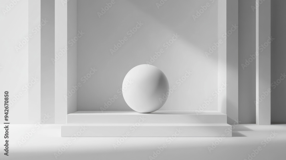 Poster abstract white geometric hemisphere on a clean background minimalist geometry design with empty spac