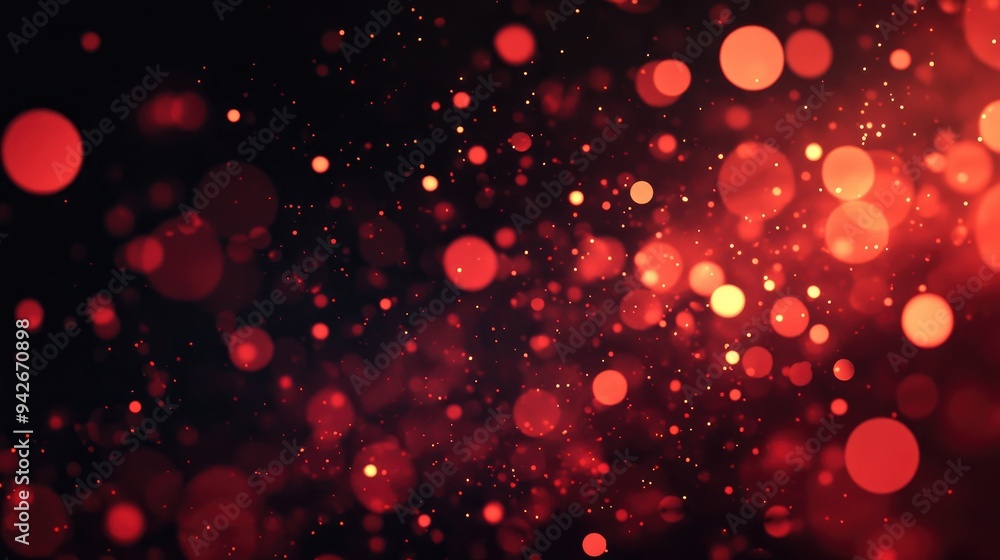 Aufkleber abstract red bokeh circles on a dark background featuring stunning particles and light rays