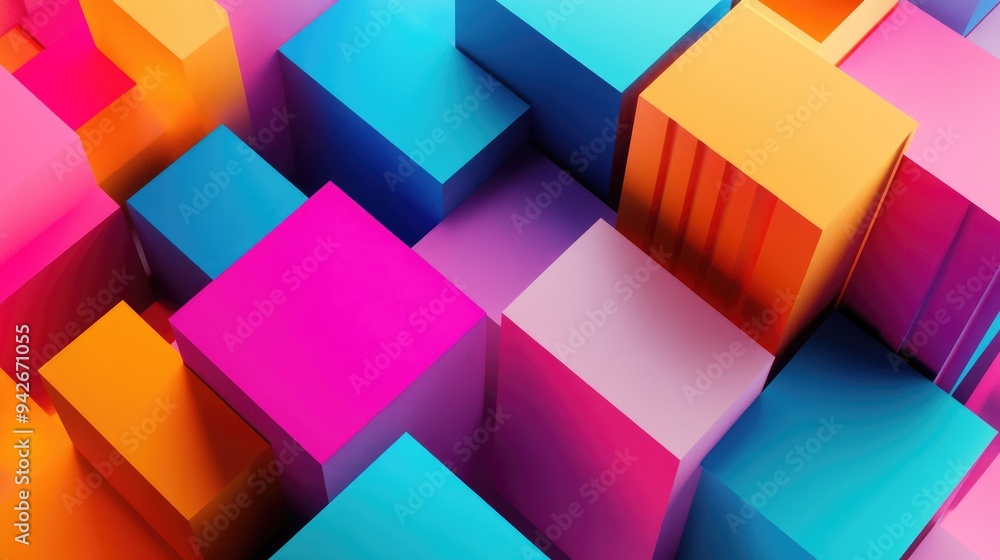 Poster abstract geometric block background 3d rendering modern design illustration